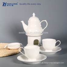 Pure Branco Bom Design Vintage Tea Set, chá de cerâmica para um conjunto Atacado